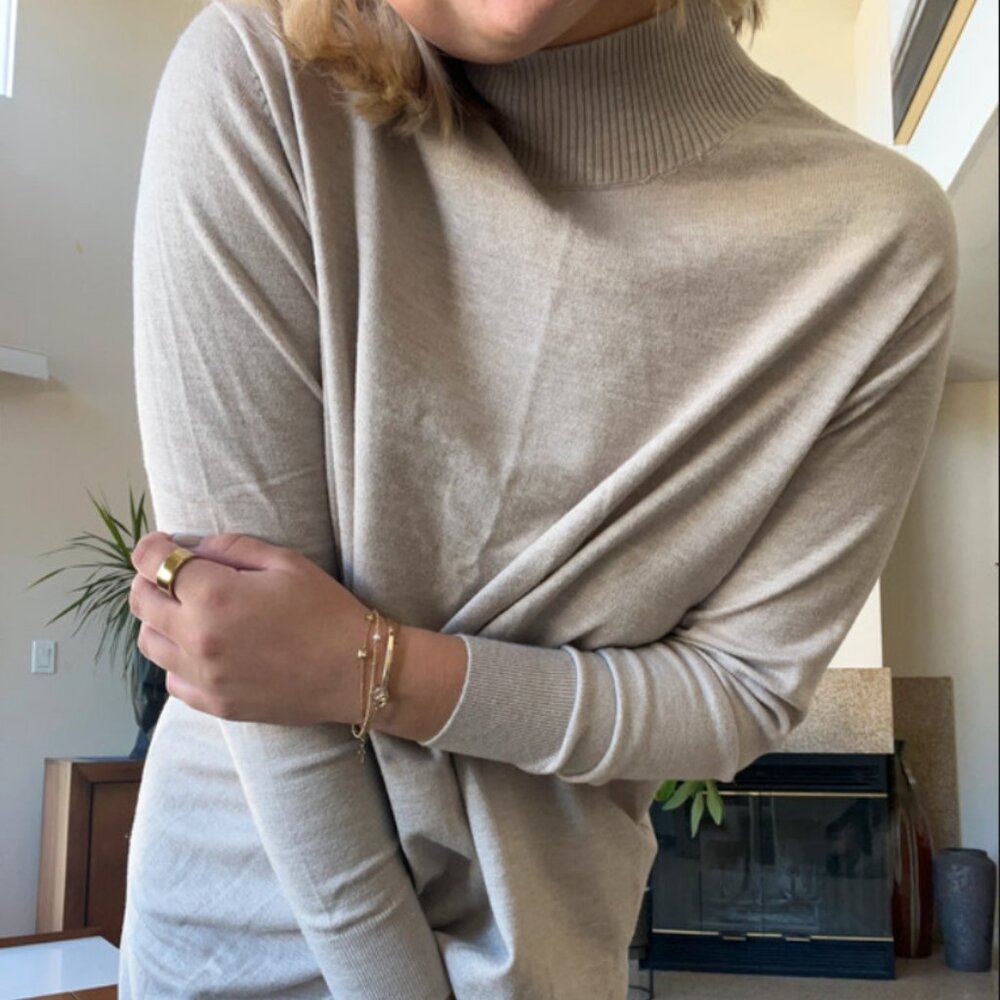 Long cozy beige dress from Mango
